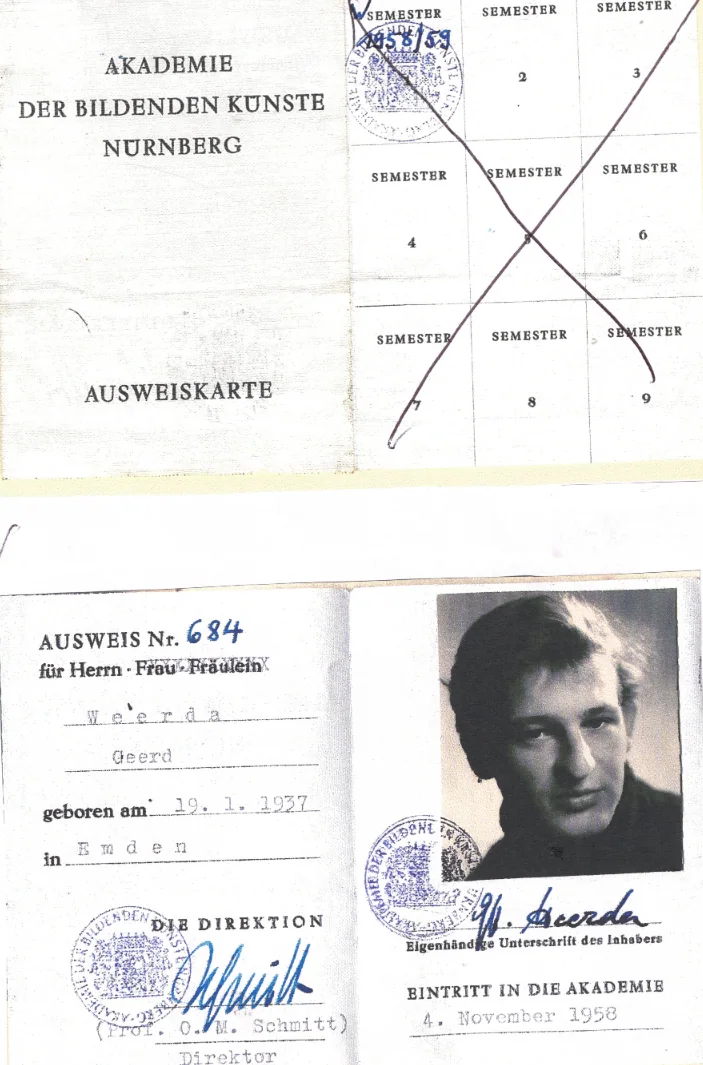 Studentenausweis der Kunstakademie Nürnberg von Hilko Weerda, 1958