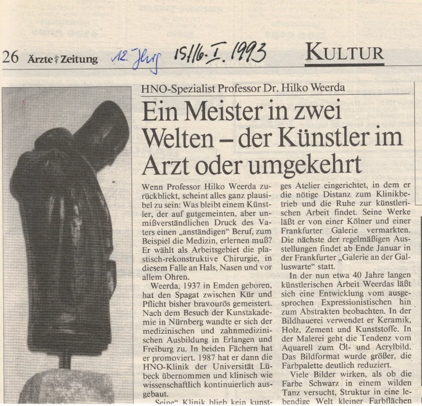 Zeitungsartikel Ein Meister in zwei Welten über Hilko Weerda, 1993