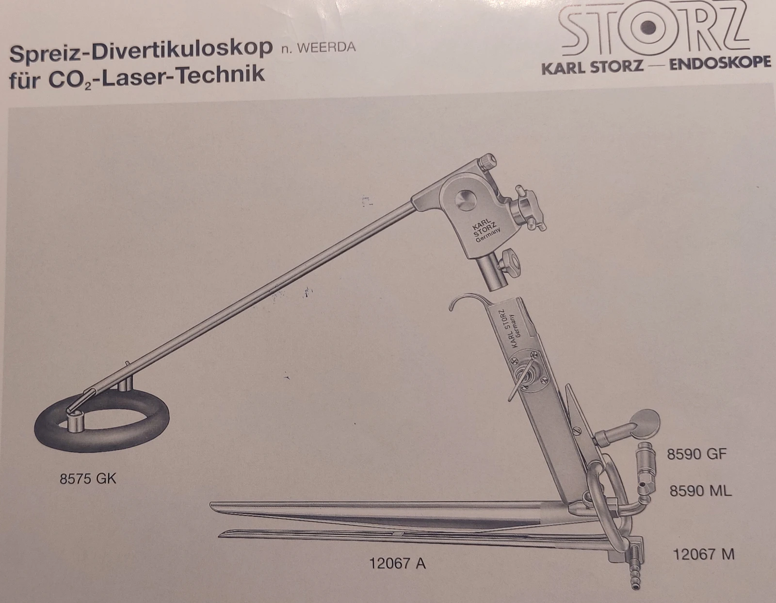 Technische Storz-Darstellung des Weerda-Spreizdivertikuloskops.